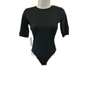 NWT Short-Sleeve Crew Neck Bodysuit everlane sz small black snap close casual